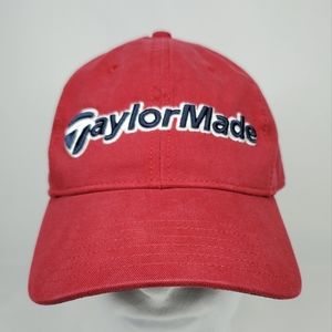 Taylormade Logo Adult Adjustable Strapback Golf Hat Red Baseball Cap 3D Stitched